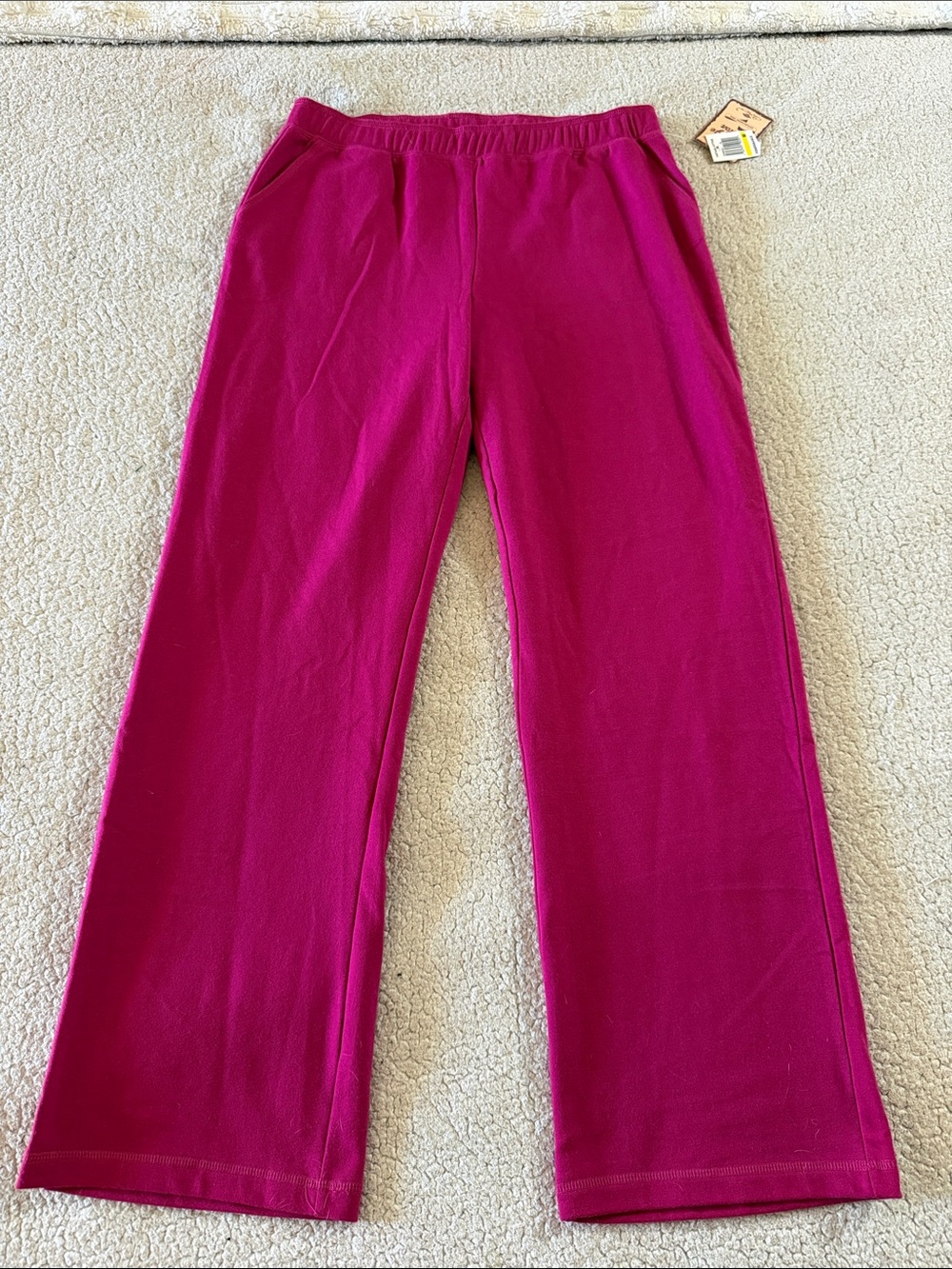 Vintage Cotton Women's Magenta Pull-On Jogger Pants with Elastic Waist Medium